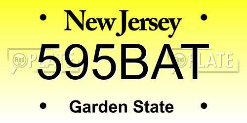 595BAT New Jersey License Plate