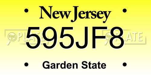 595JF8 New Jersey License Plate
