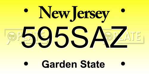 595SAZ New Jersey License Plate