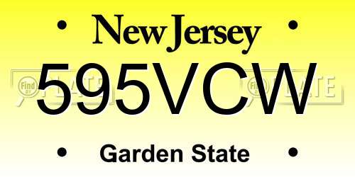 595VCW New Jersey License Plate