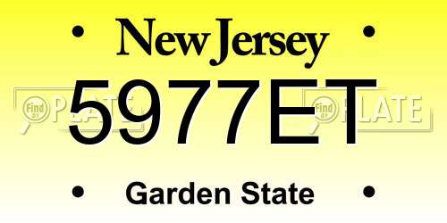 5977ET New Jersey License Plate