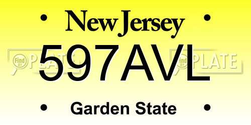 597AVL New Jersey License Plate