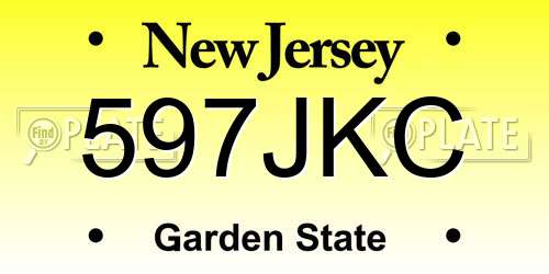597JKC New Jersey License Plate