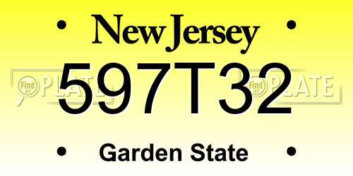 597T32 New Jersey License Plate