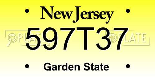 597T37 New Jersey License Plate