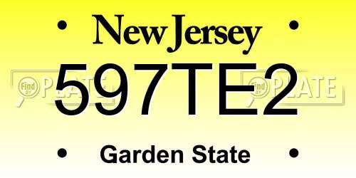 597TE2 New Jersey License Plate