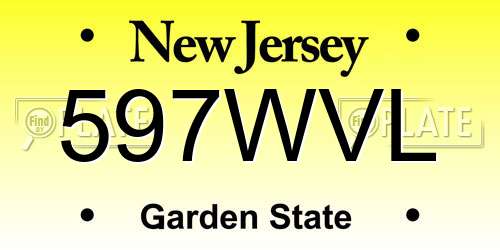 597WVL New Jersey License Plate