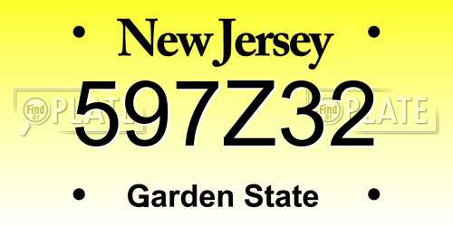 597Z32 New Jersey License Plate