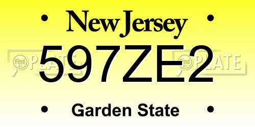 597ZE2 New Jersey License Plate