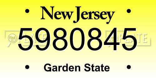 5980845 New Jersey License Plate