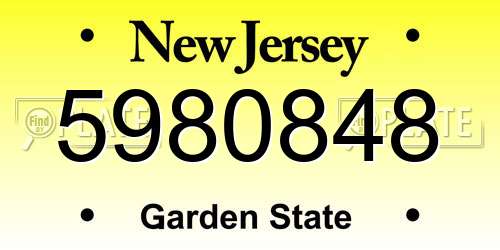 5980848 New Jersey License Plate