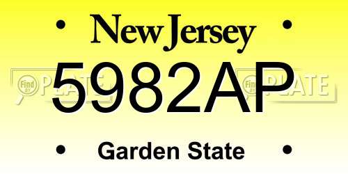 5982AP New Jersey License Plate
