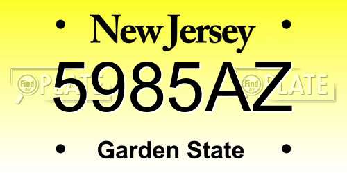 5985AZ New Jersey License Plate