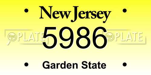 5986 New Jersey License Plate