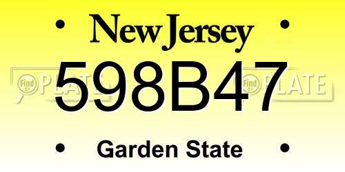 598B47 New Jersey License Plate