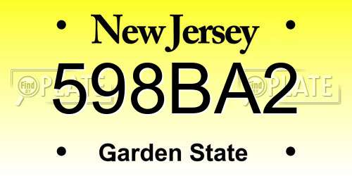 598BA2 New Jersey License Plate