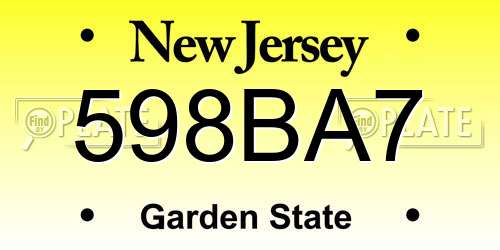 598BA7 New Jersey License Plate