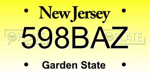 598BAZ New Jersey License Plate