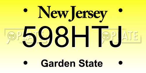598HTJ New Jersey License Plate