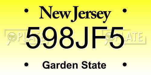 598JF5 New Jersey License Plate