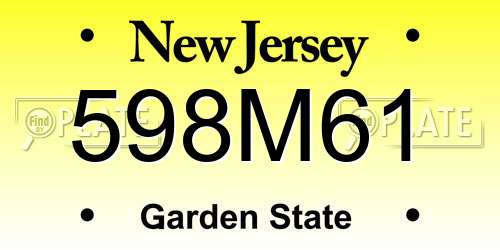 598M61 New Jersey License Plate