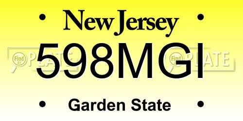 598MGI New Jersey License Plate
