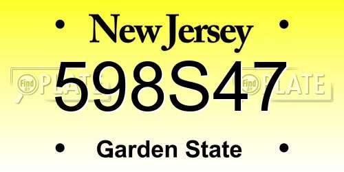 598S47 New Jersey License Plate