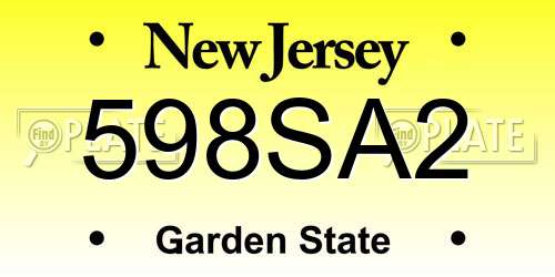 598SA2 New Jersey License Plate