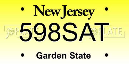 598SAT New Jersey License Plate