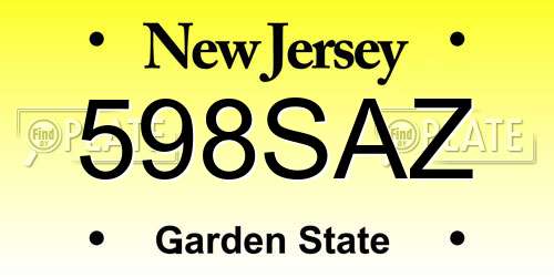 598SAZ New Jersey License Plate