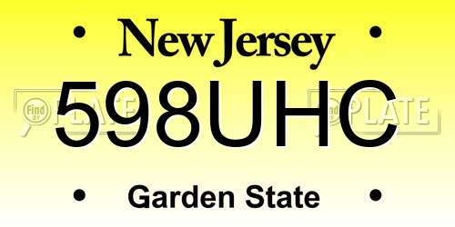 598UHC New Jersey License Plate