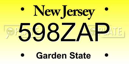 598ZAP New Jersey License Plate