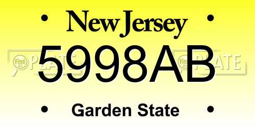 5998AB New Jersey License Plate