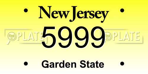 5999 New Jersey License Plate