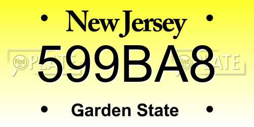599BA8 New Jersey License Plate