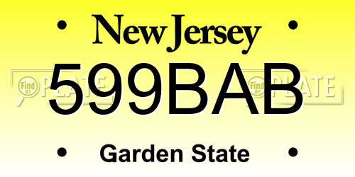 599BAB New Jersey License Plate