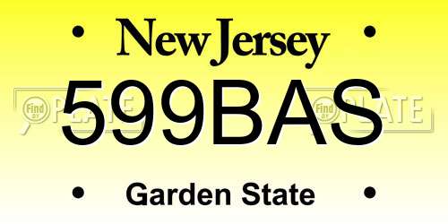 599BAS New Jersey License Plate