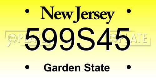 599S45 New Jersey License Plate