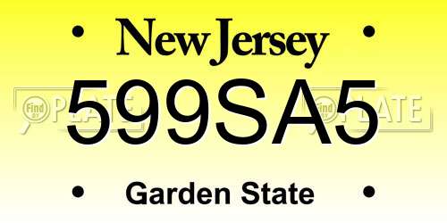 599SA5 New Jersey License Plate