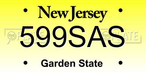 599SAS New Jersey License Plate