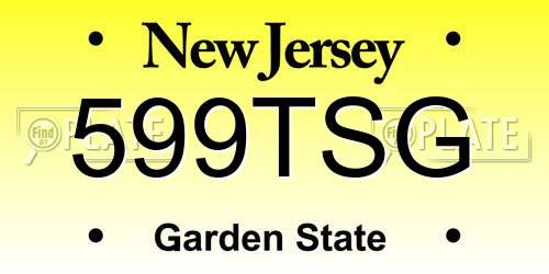 599TSG New Jersey License Plate