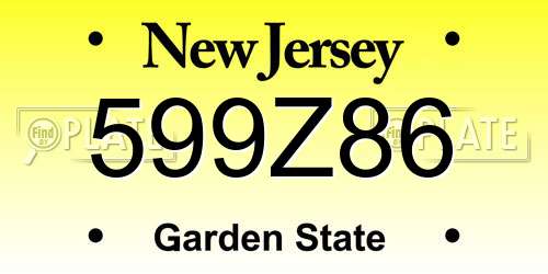 599Z86 New Jersey License Plate