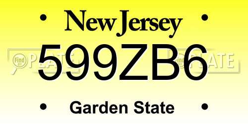 599ZB6 New Jersey License Plate
