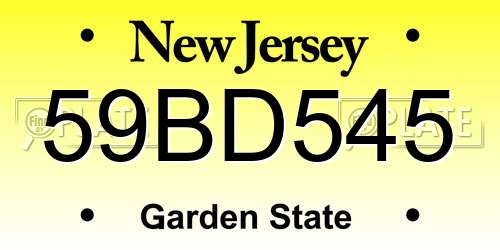 59BD545 New Jersey License Plate