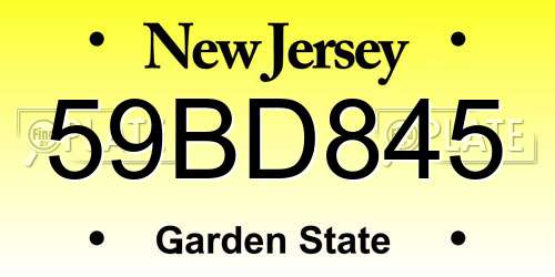59BD845 New Jersey License Plate