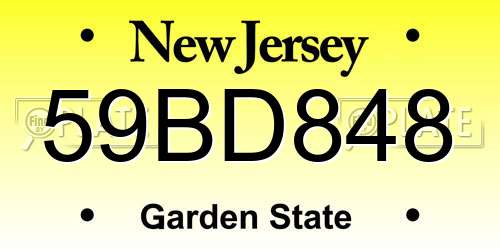 59BD848 New Jersey License Plate