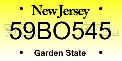 59BO545 New Jersey License Plate