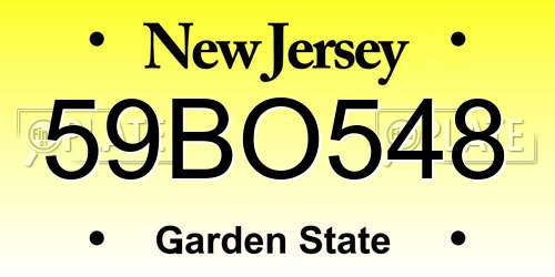 59BO548 New Jersey License Plate