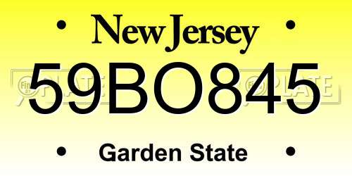 59BO845 New Jersey License Plate