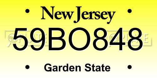 59BO848 New Jersey License Plate